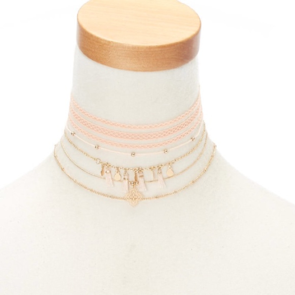 Filigree pink choker